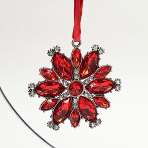 Red and Pewter Broche Ornament